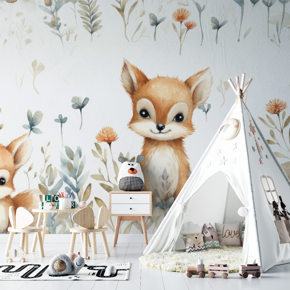 Papier peint renard boheme chambre bebe