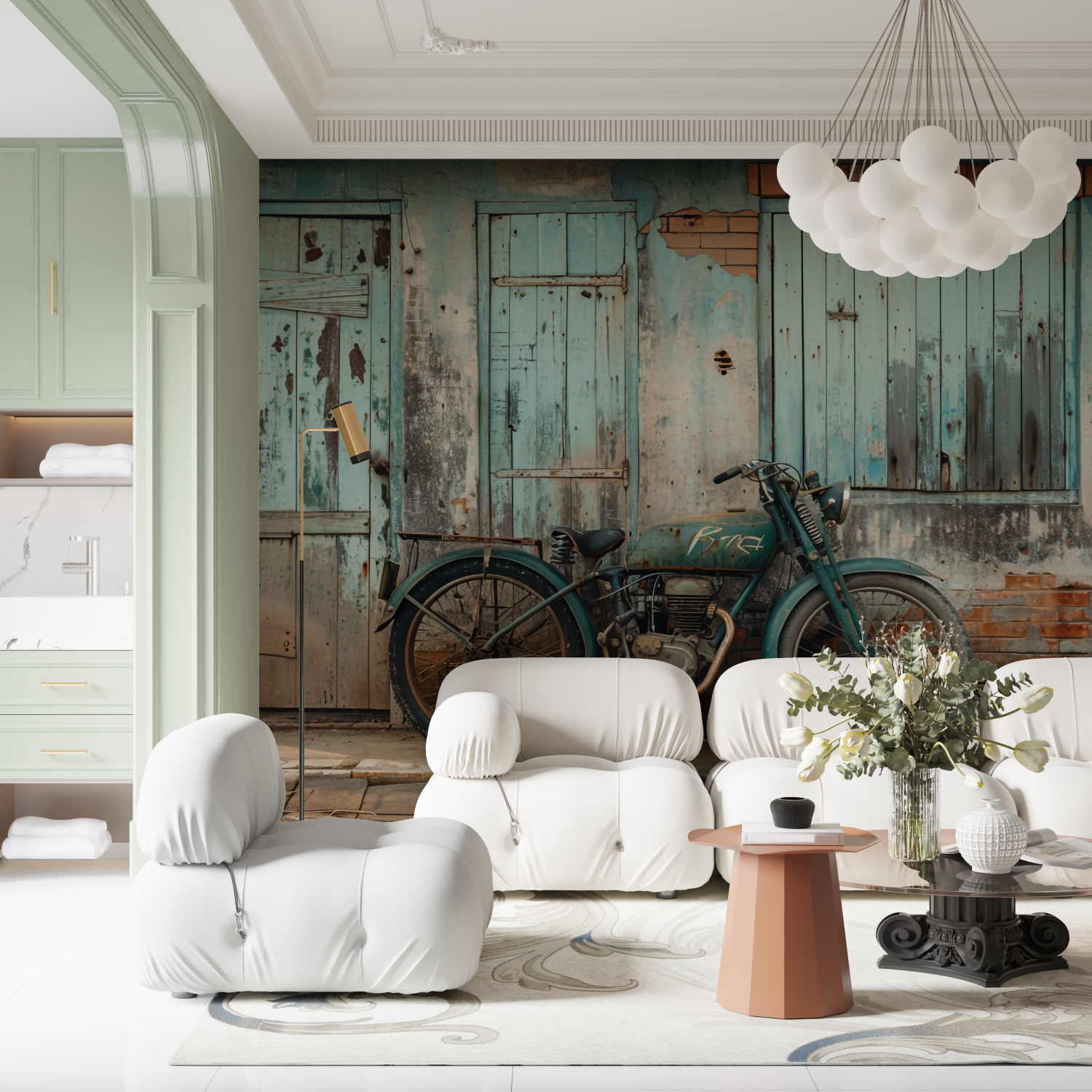 Papier peint moto vintage contemporain