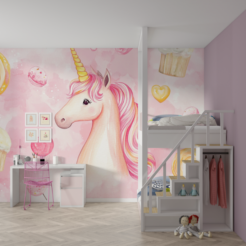 Papier peint deco licorne chamb...ucreries mur chambre fille