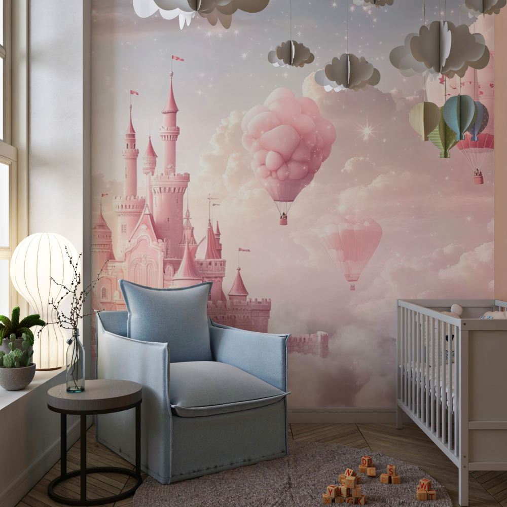 Papier peint princesse chateau ...s le ciel chambre de fille