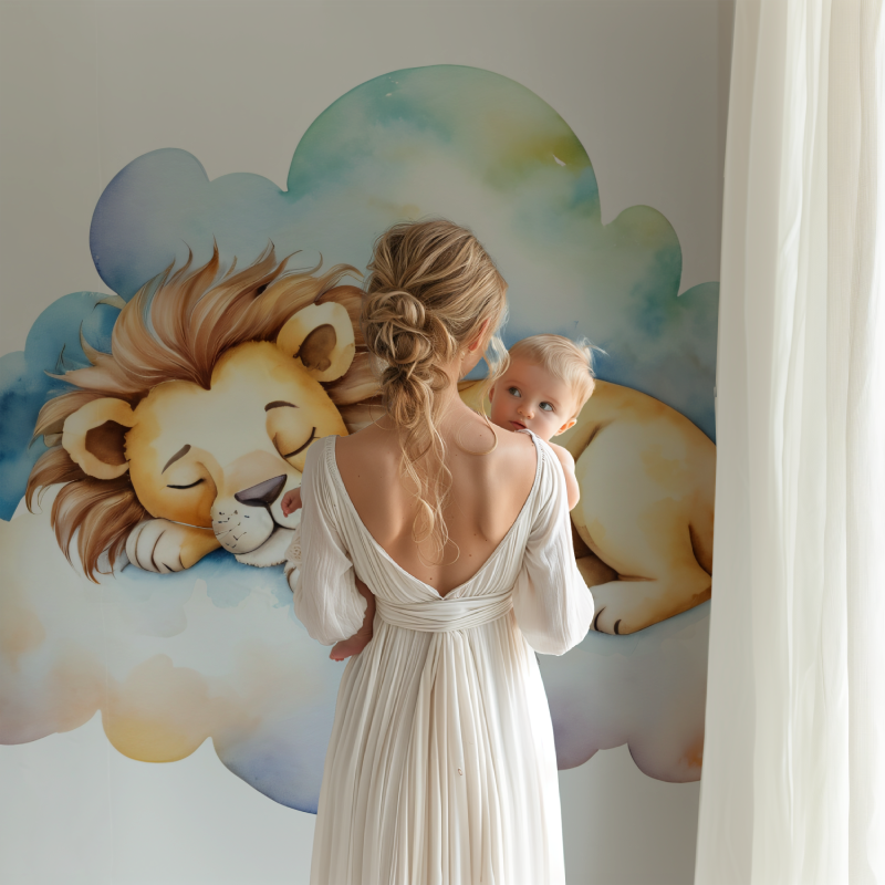 Papier peint lionceau endormi bb123