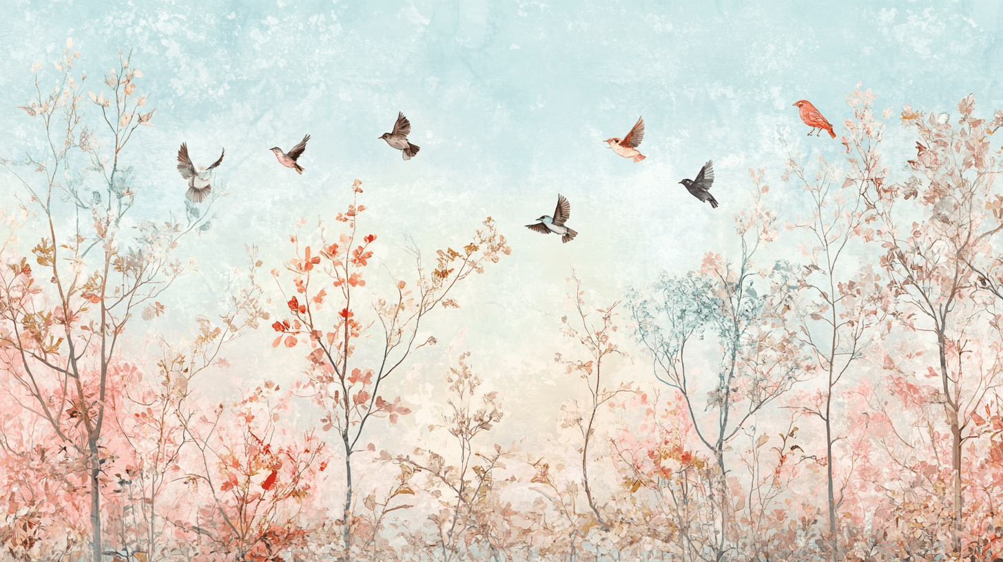 Papier Peint Arbre Et Oiseaux