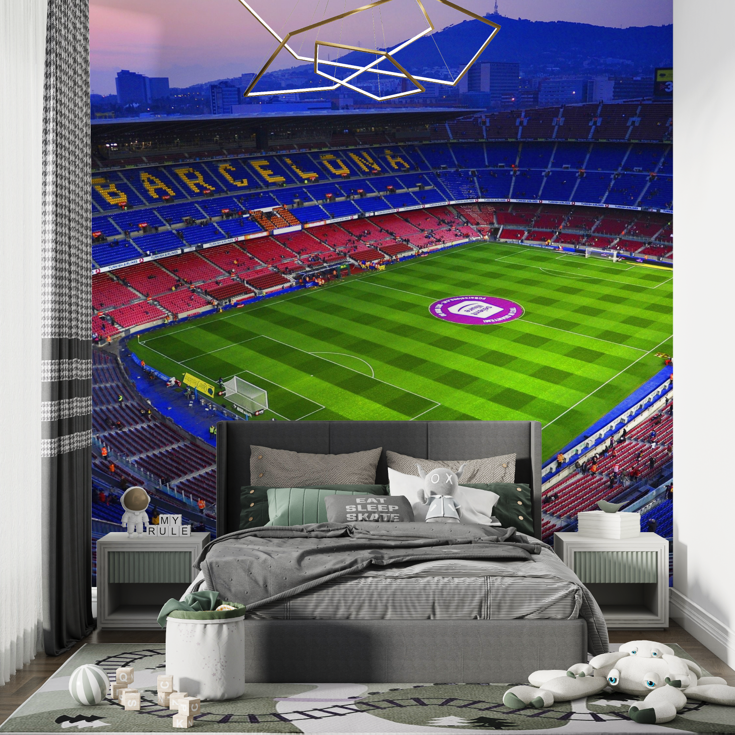 Papier peint foot barca chambre de garcon