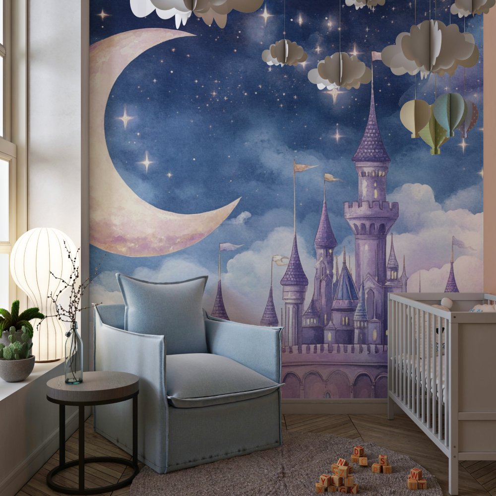Papier peint lune decoration chambre chambre de fille