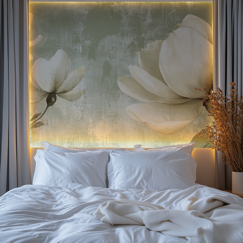 Papier peint fleurs vintage vert chambre premium