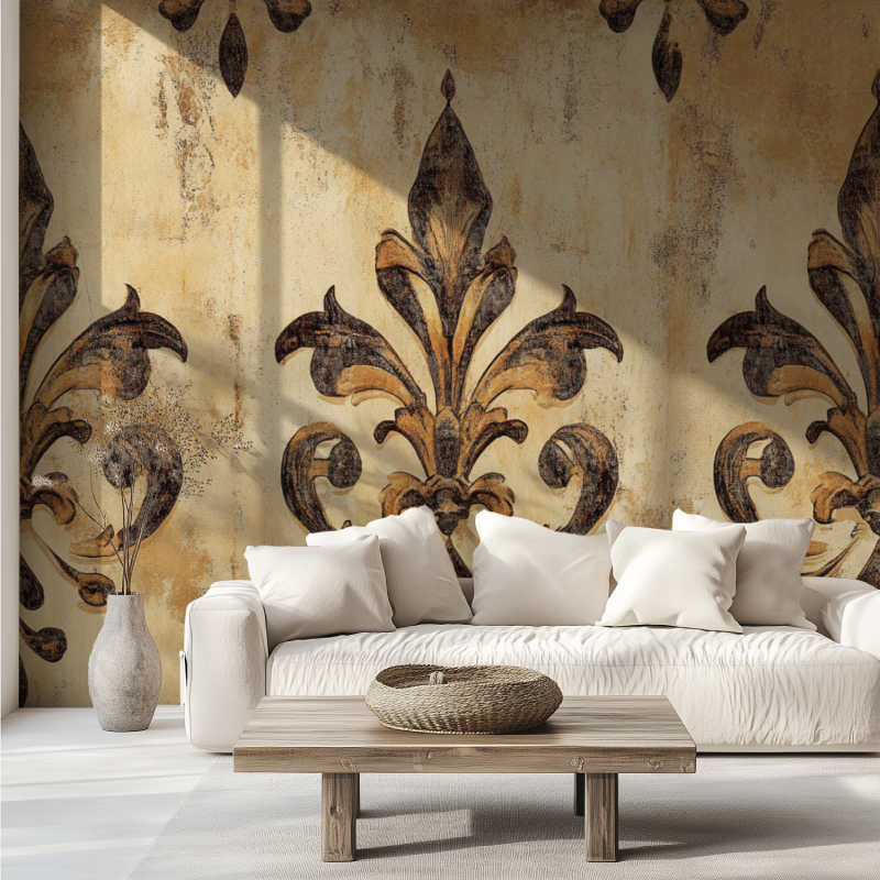 Papier peint fleur de lys fond bande annonce canape tendance