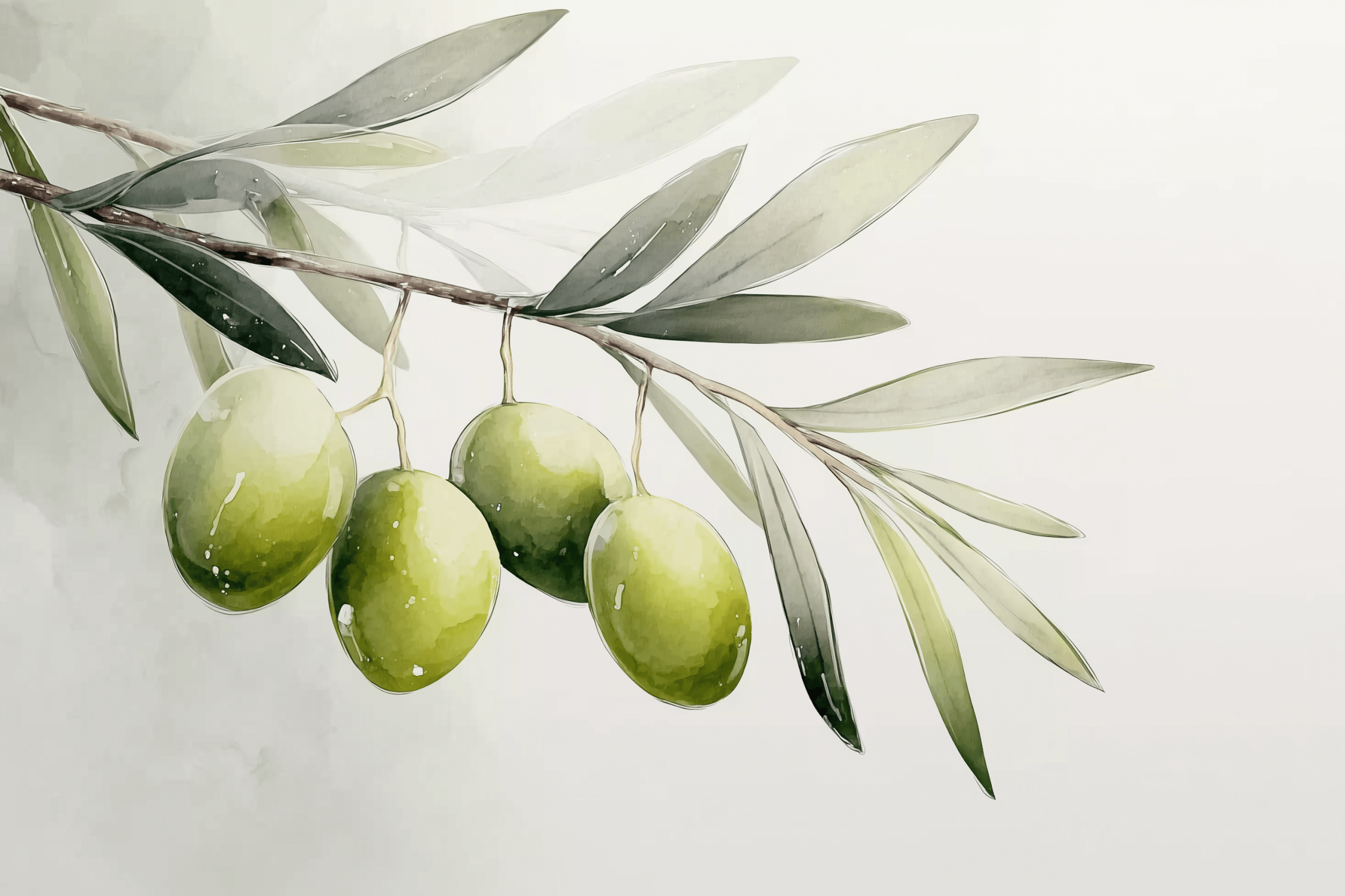Big Olives Watercolor Mural Wallpaper