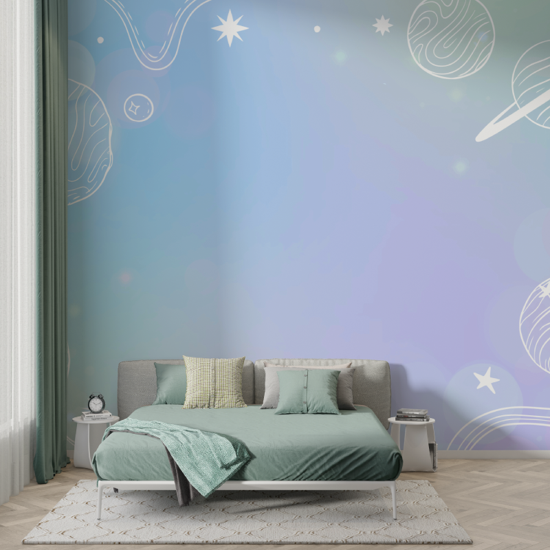 Papier peint chambre espace pastel murs