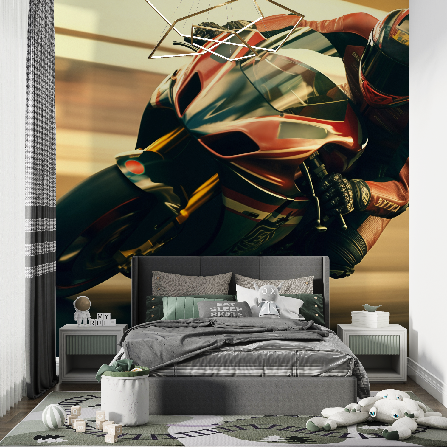 Papier peint moto gp mural chambre de garcon