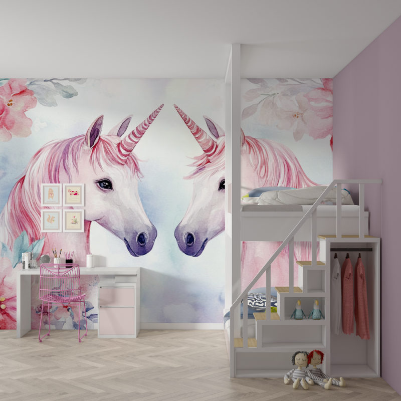 Papier peint tapisserie licorne...annieres mur chambre fille