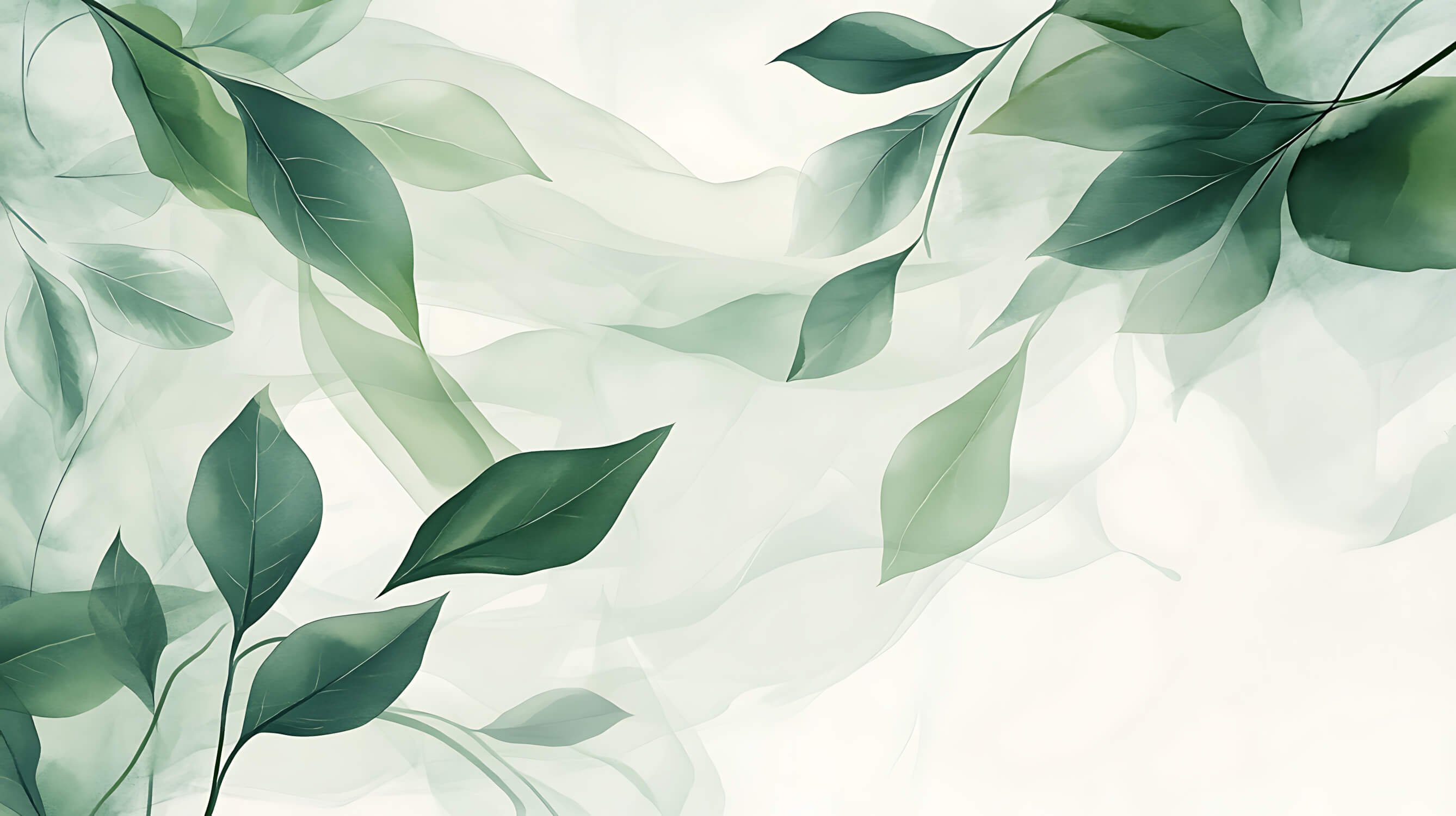 Papier Peint Aquarelle Feuilles Vertes