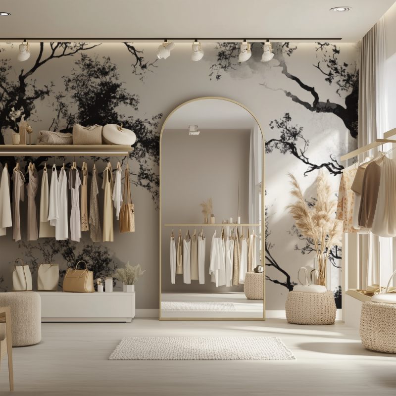 Papier peint arbre noir dressing