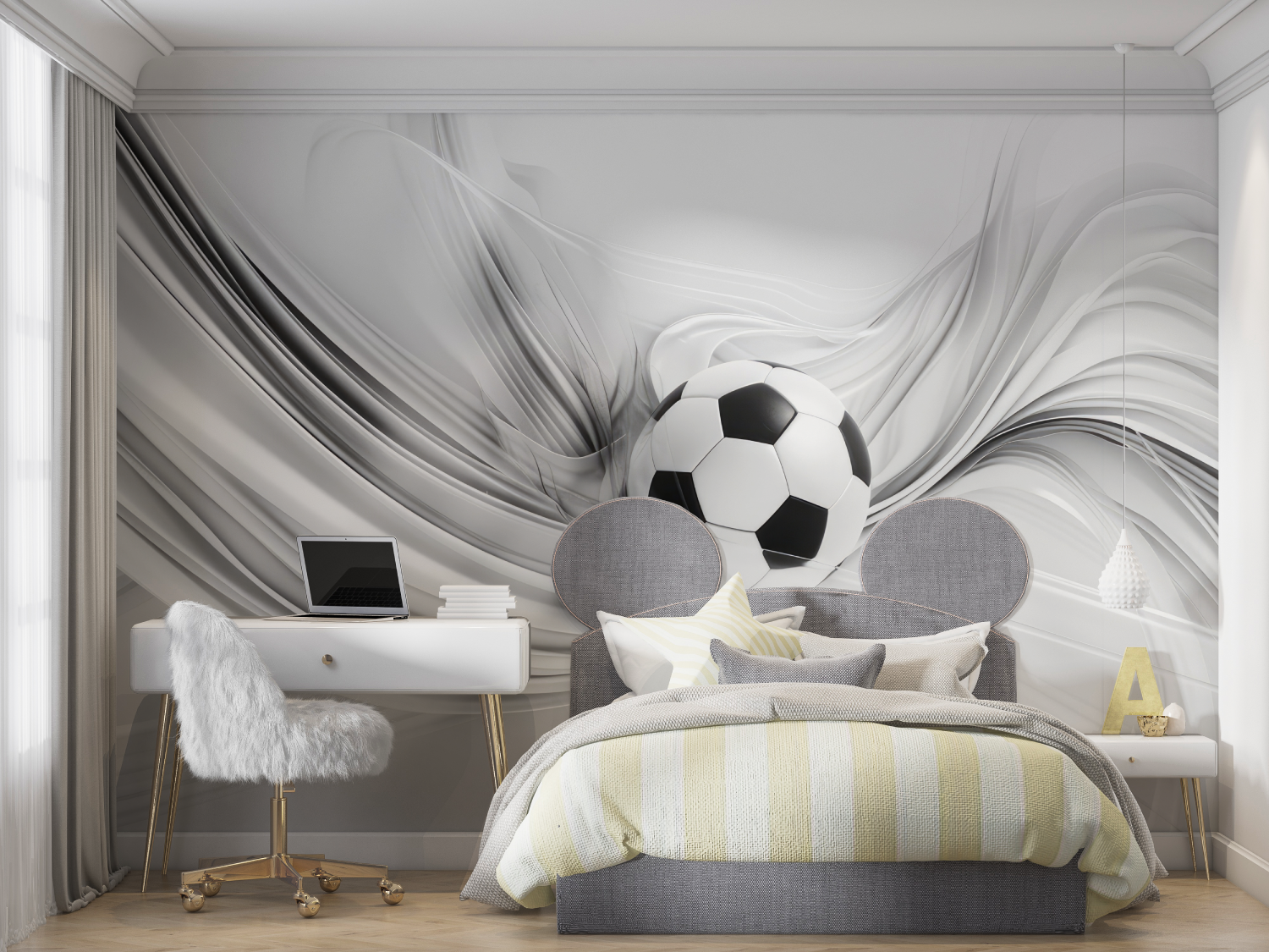 Papier peint 3d ballon foot mur chambre panoramique