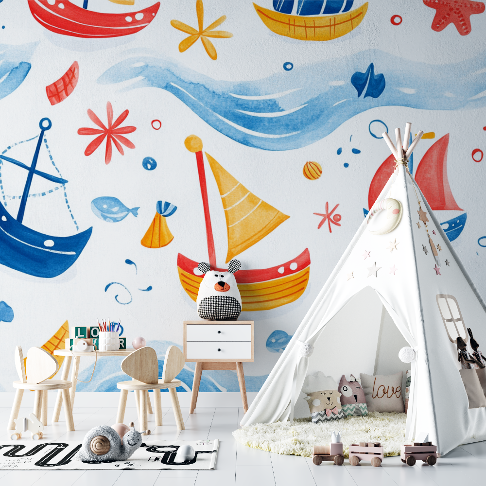 Papier peint marin vogue matelot chambre bebe