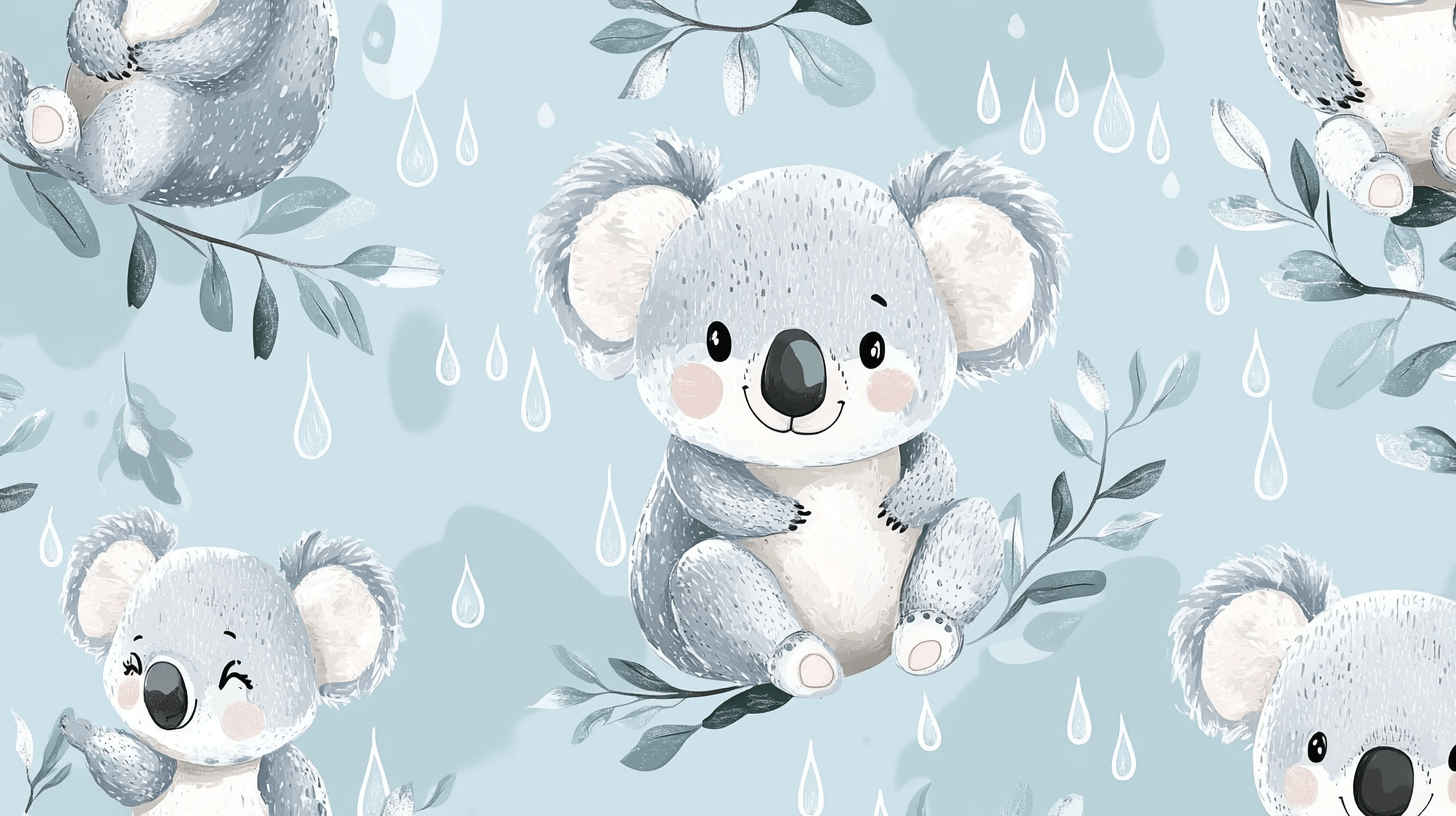 Papier Peint Koala Et Pluie Douce
