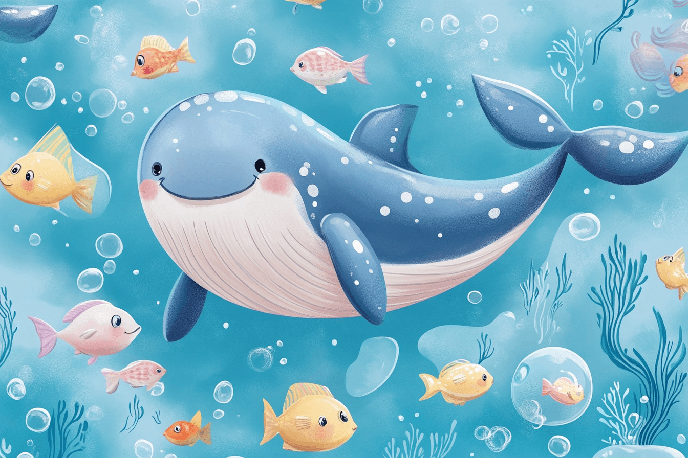 Papier Peint Marin Baleine Heureuse