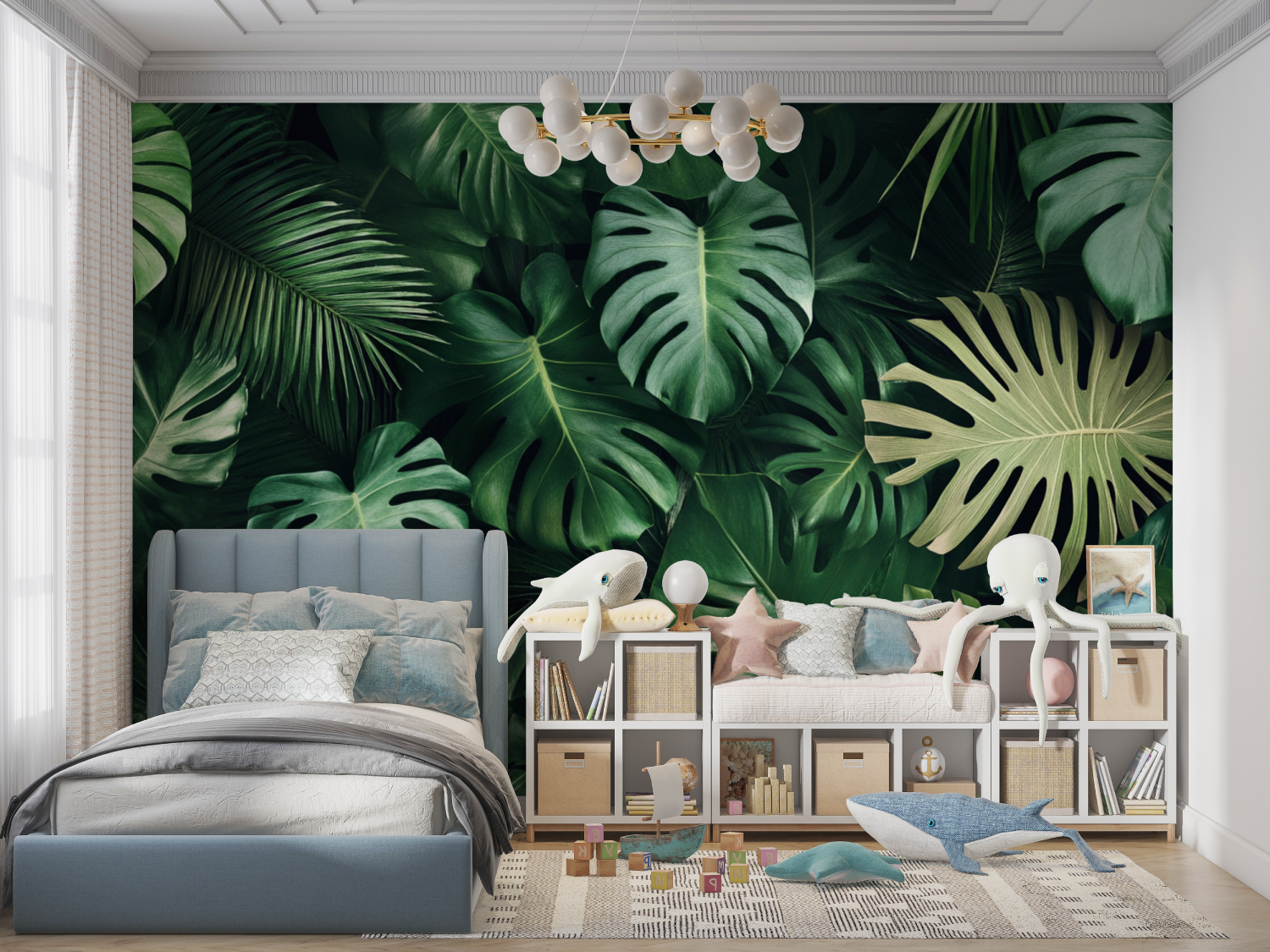 Papier peint plantes tropicales panoramique garcon