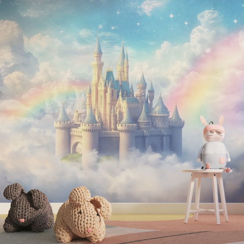 Papier peint princesse chateau ...uage tapisserie pour fille