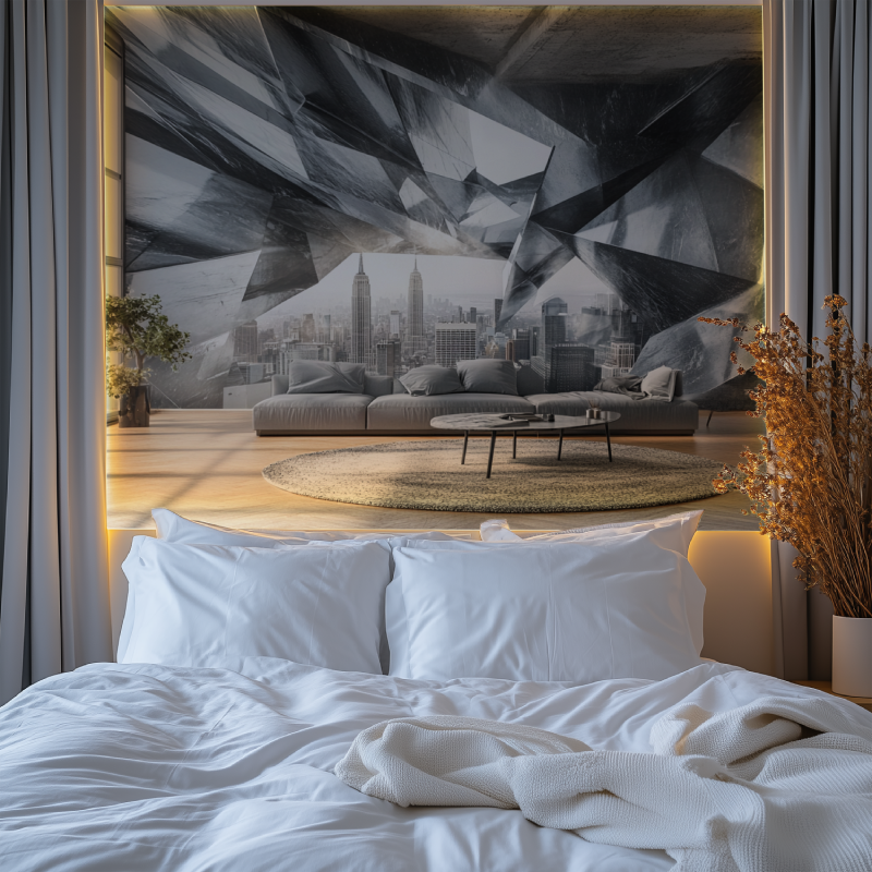 Papier peint new york trompe loeil chambre premium