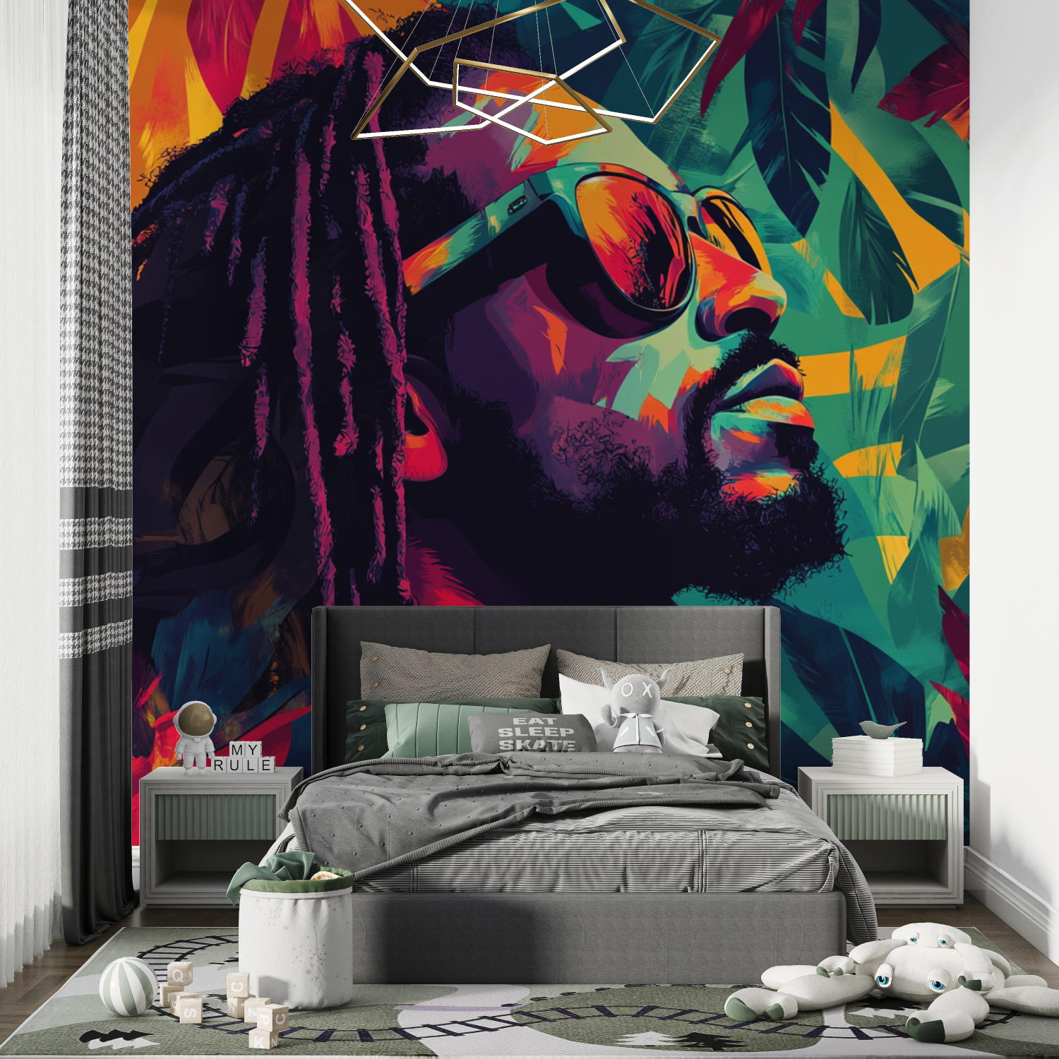 Papier peint afro musique chambre de garcon