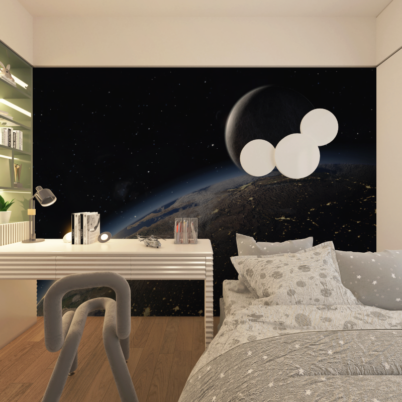 Papier peint espace terre chambre adolescents