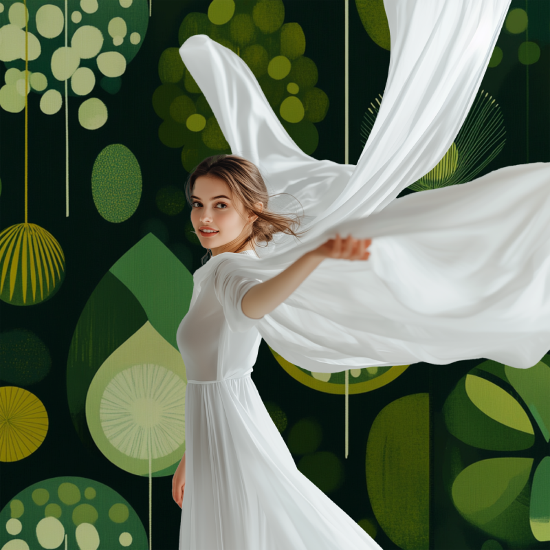 Papier peint vintage scandinave vert modele