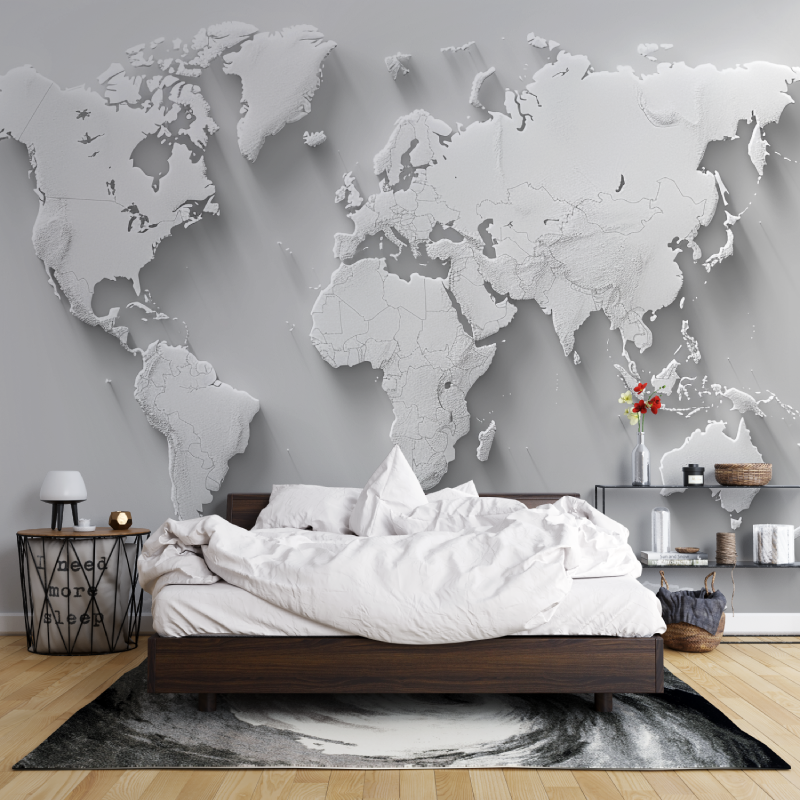 Papier peint carte du monde blanc leroy merlin mur