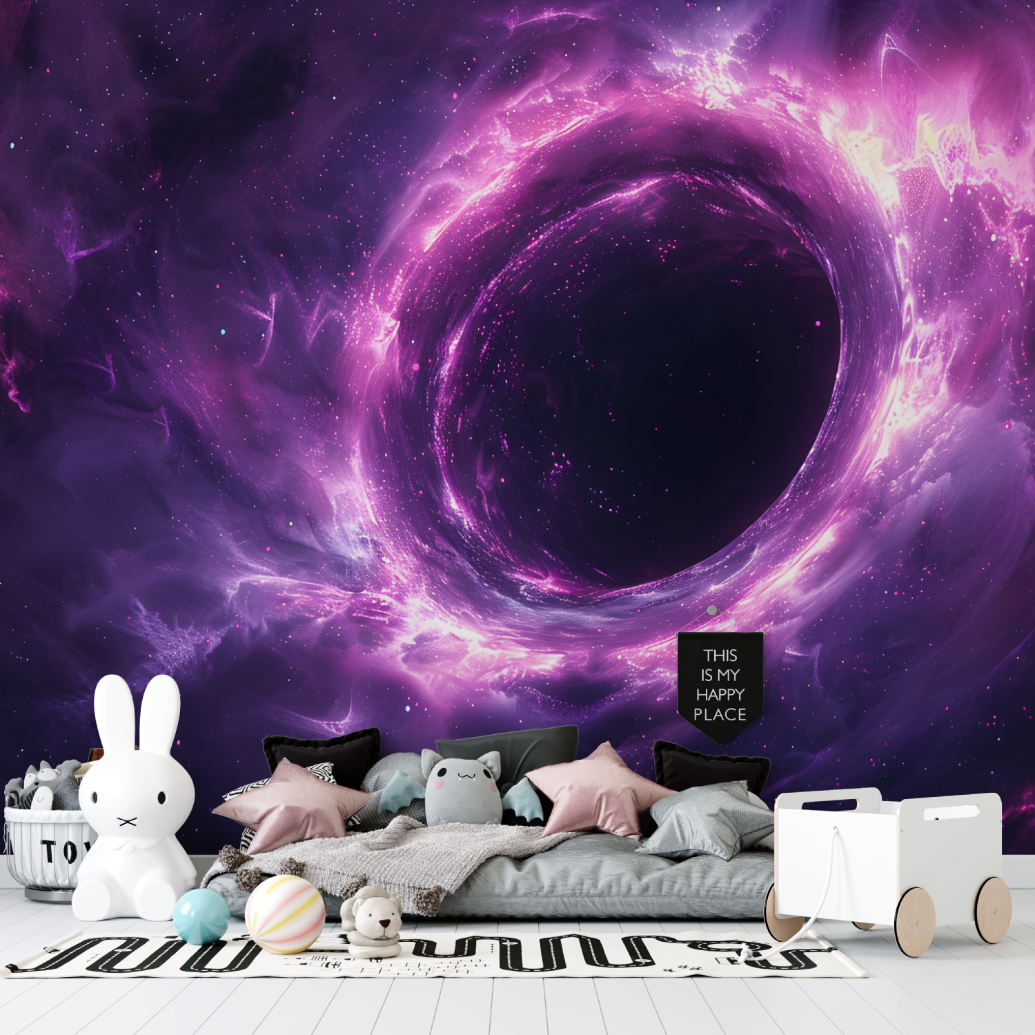 Papier peint trou noir violet tapisserie garcon