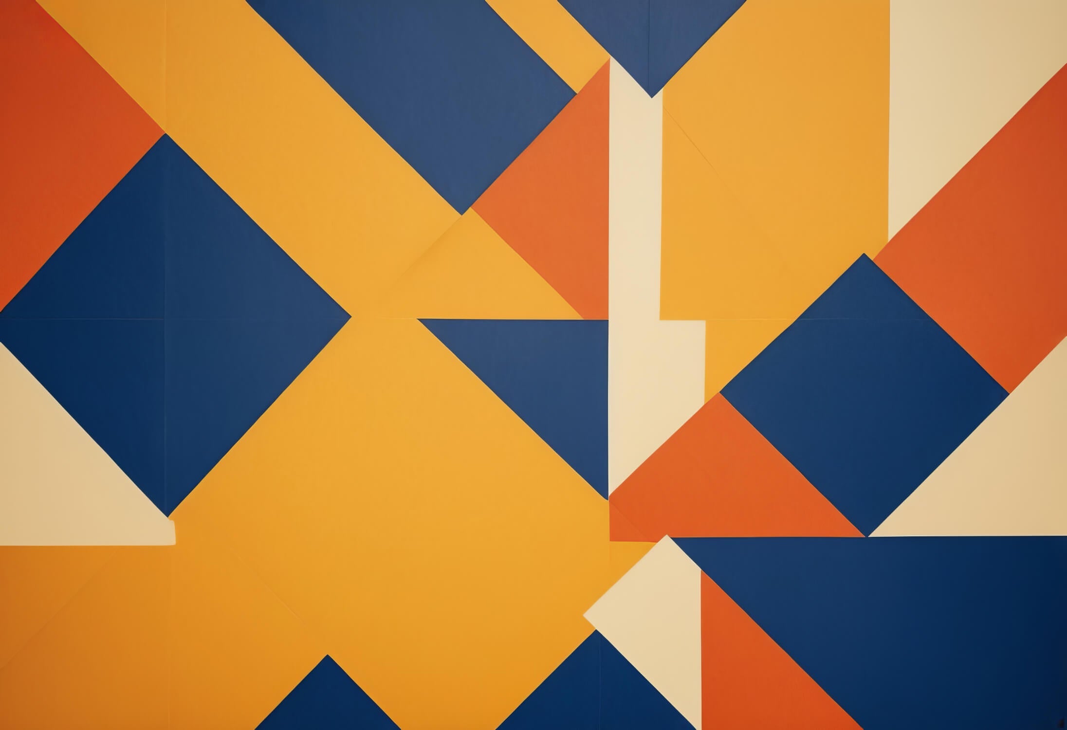 Papier Peint Orange Et Bleu Geomtétrique
