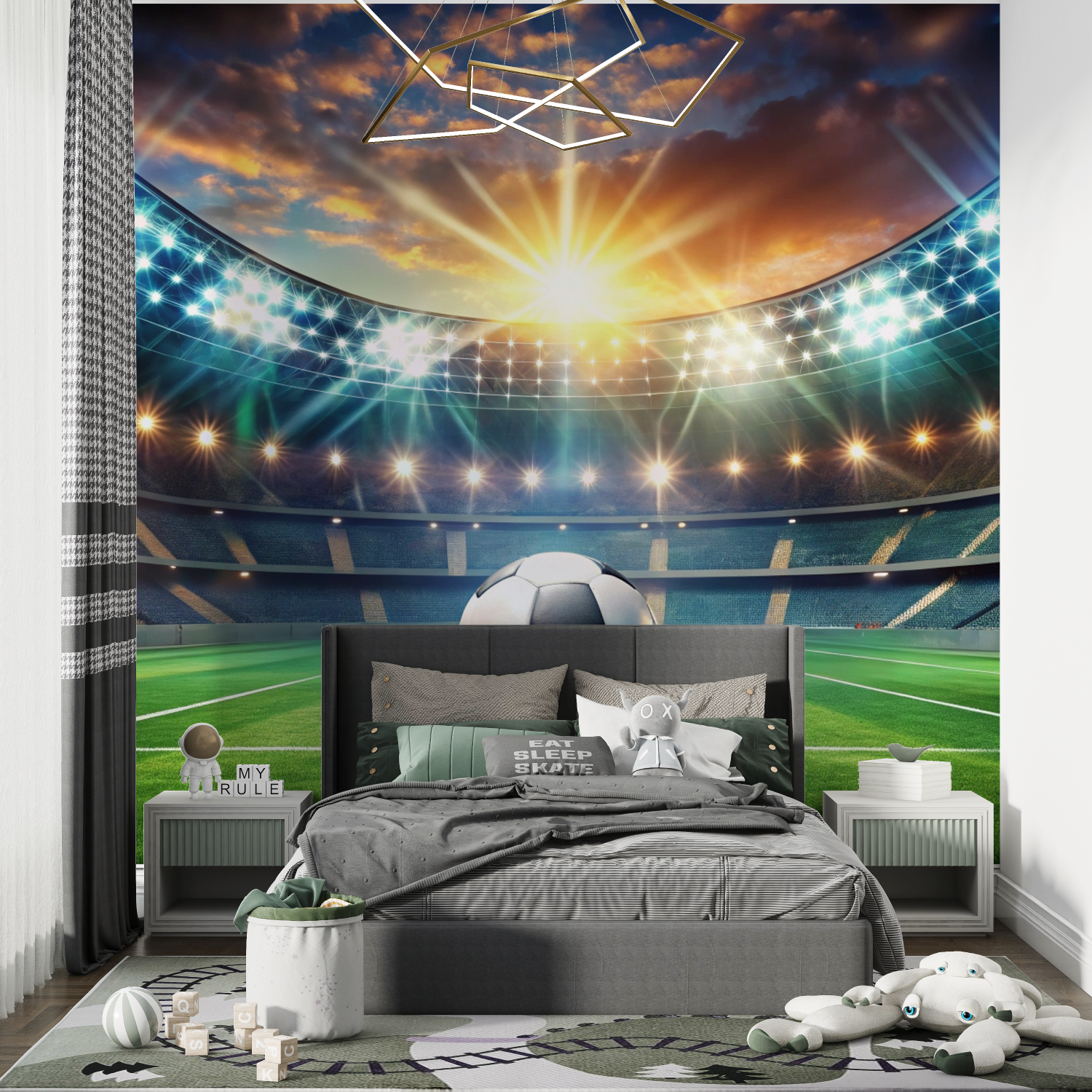 Papier peint stade de foot chambre de garcon