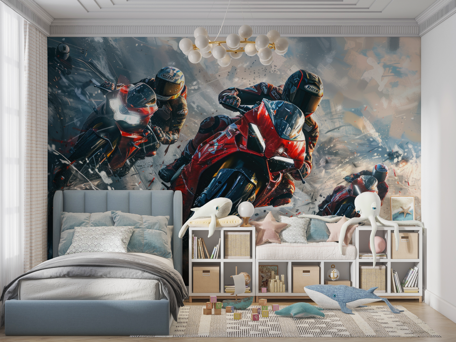 Papier peint motos panoramique garcon