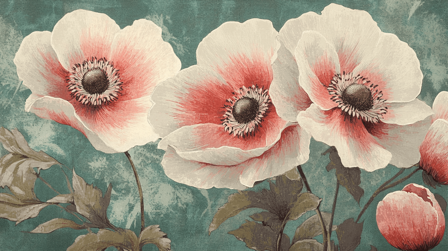 Papier Peint Vintage Grosse Fleurs