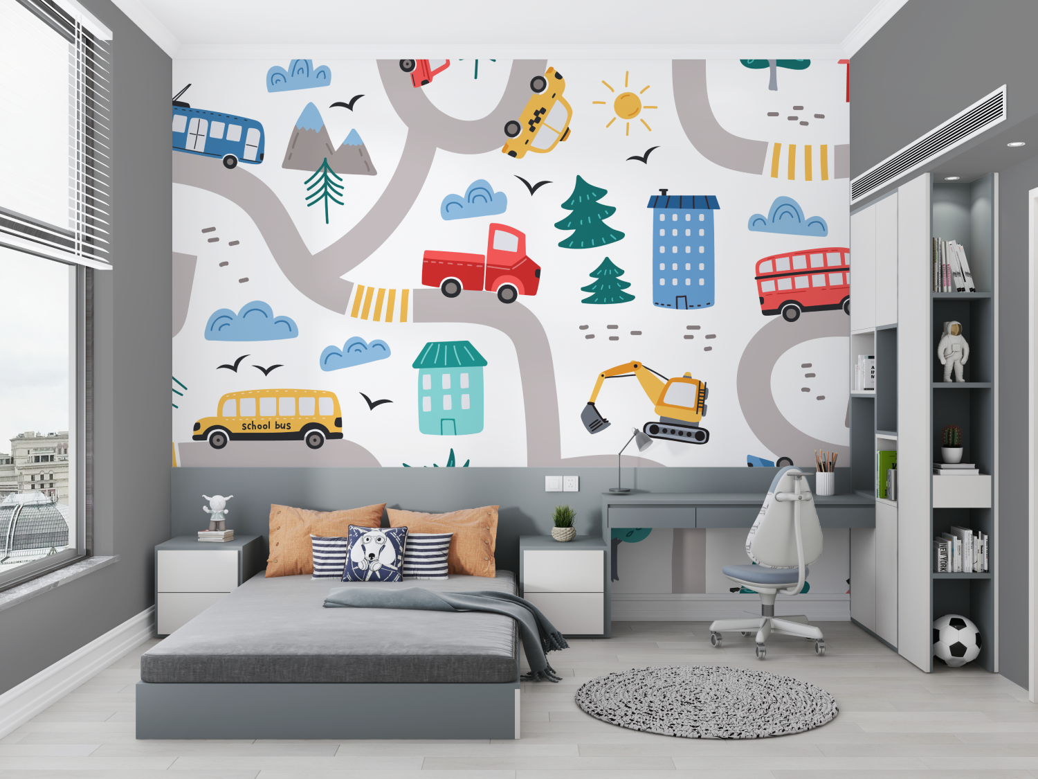 Papier peint poster enfant voiture chambre petit
