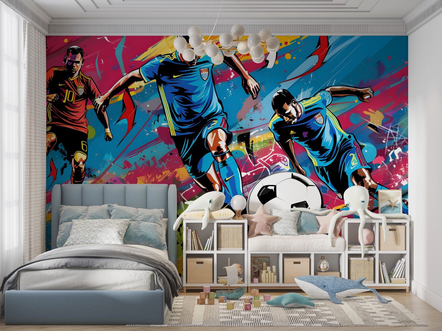 Papiers peint grafitti joueurs de foot panoramique garcon