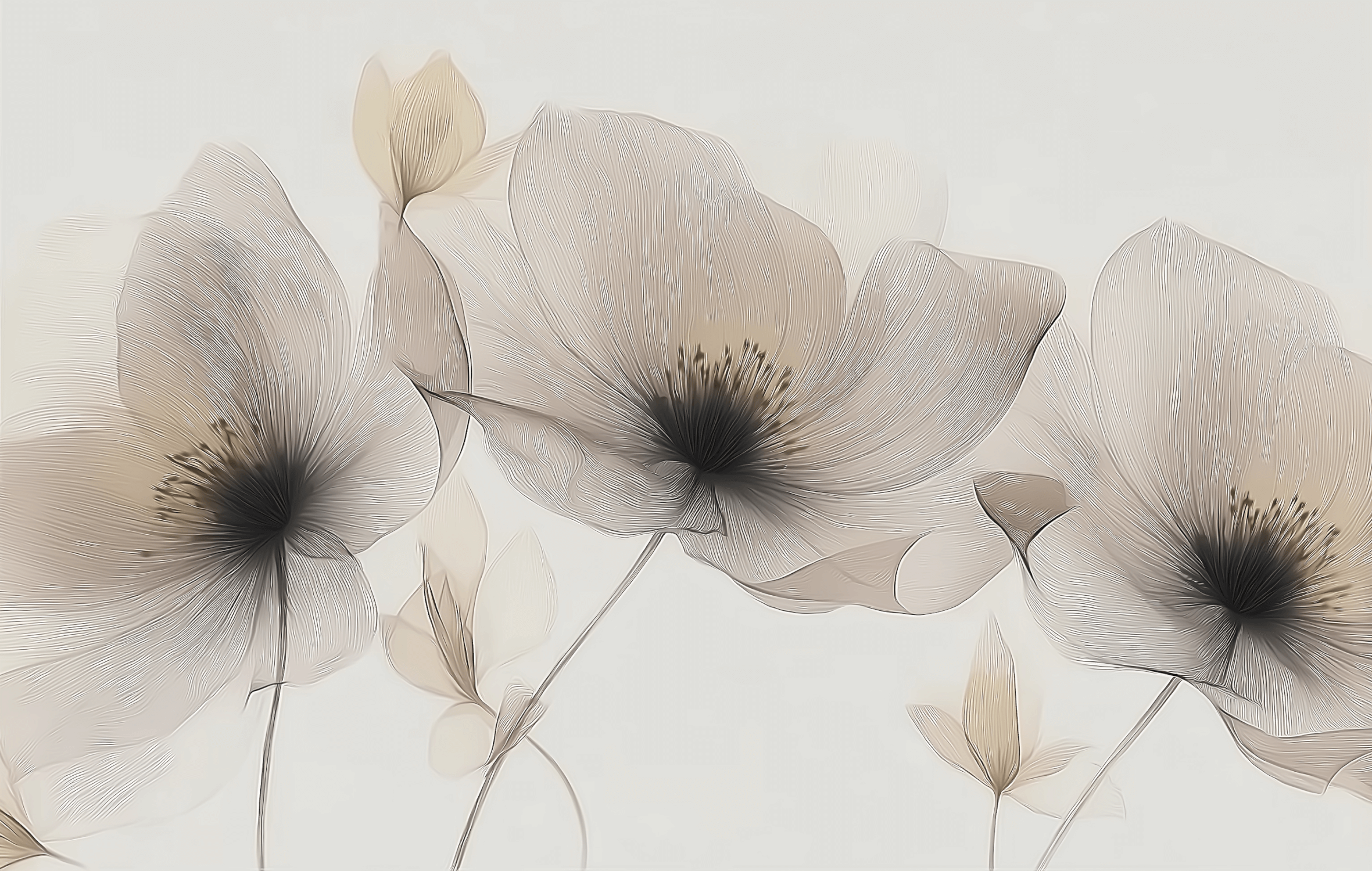 Design Flowers Outlines Mural Wallpaper