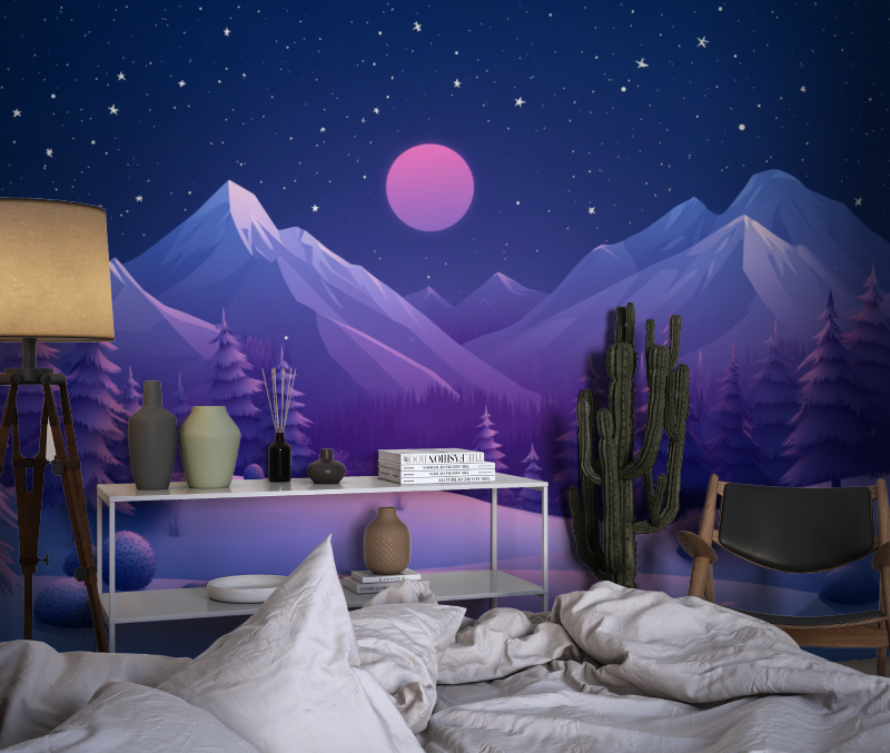 Papier peint gamer lever de soleil espace chambre dado1