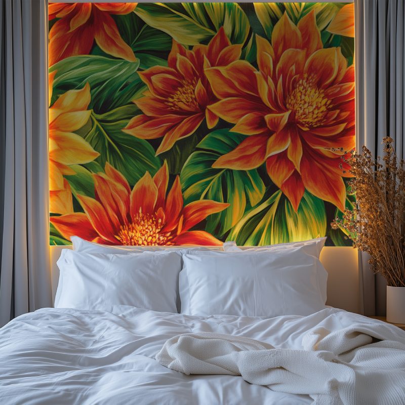 Papier peint fleur tropical chambre premium