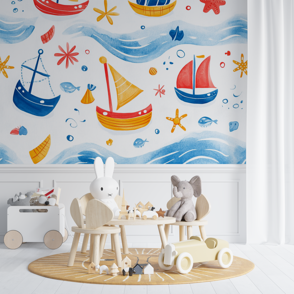Papier peint marin vogue matelot chambre de bebe