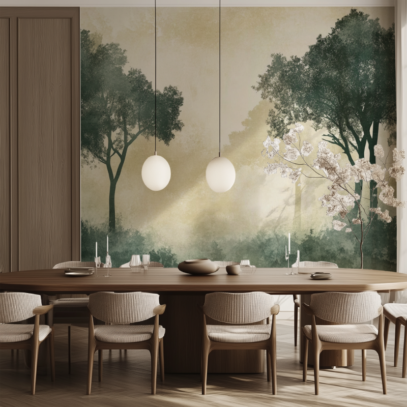 Papier peint arbre voyageur entree salle manger tendance