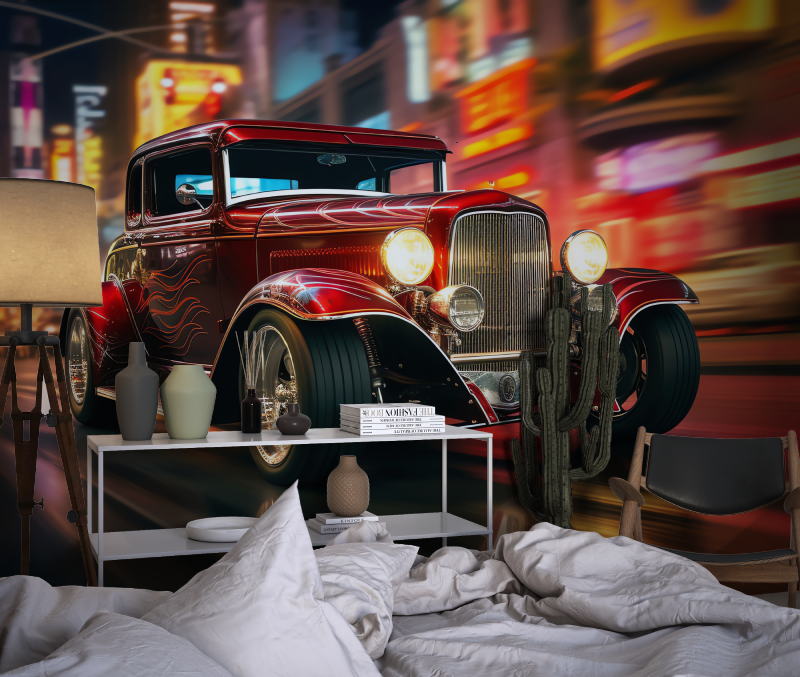 Papier peint voiture collection chambre dado1