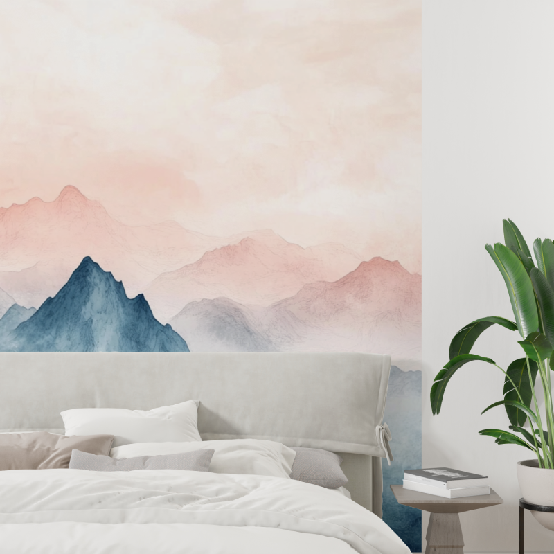Papier peint paysage montagnes tapisserie tendance