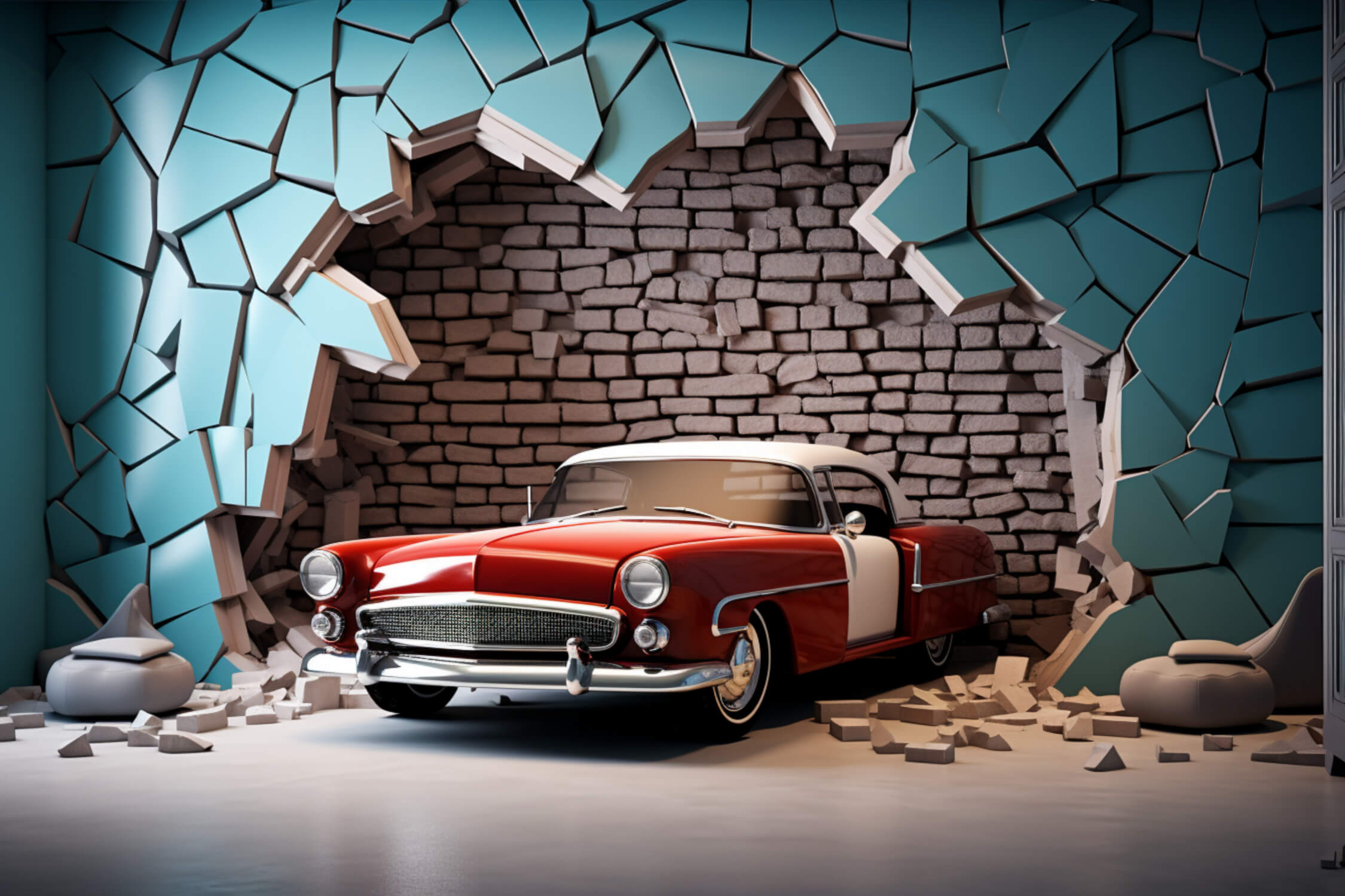 Papier Peint Trompe L'oeil Voiture