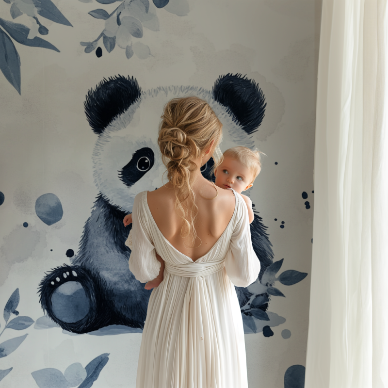 Papier peint panda et motifs minimalistes bb123