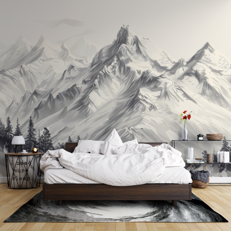 Papier peint panoramique montag...des alpes leroy merlin mur