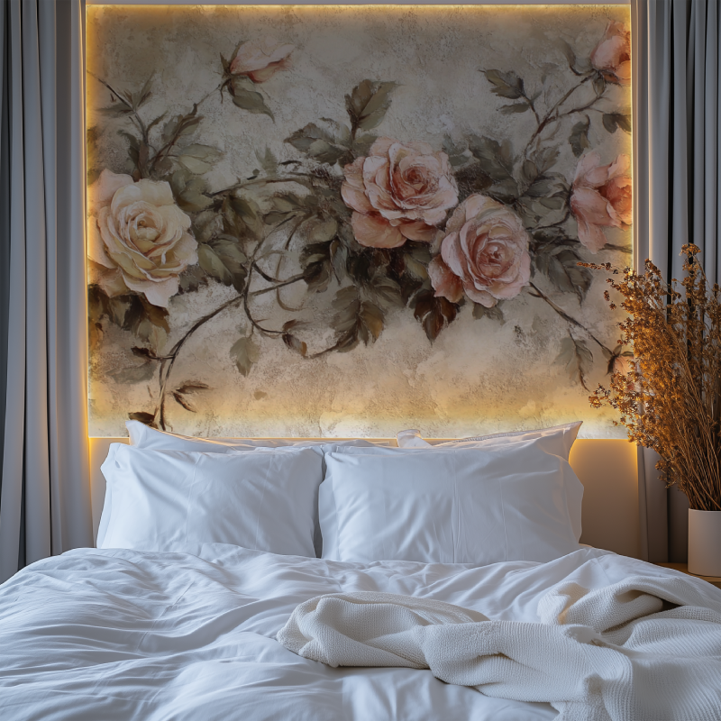 Papier peint vintage a fleurs chambre premium