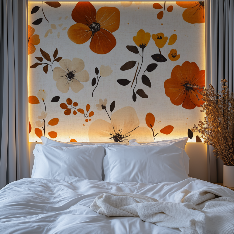 Papier peint vintage orange chambre premium