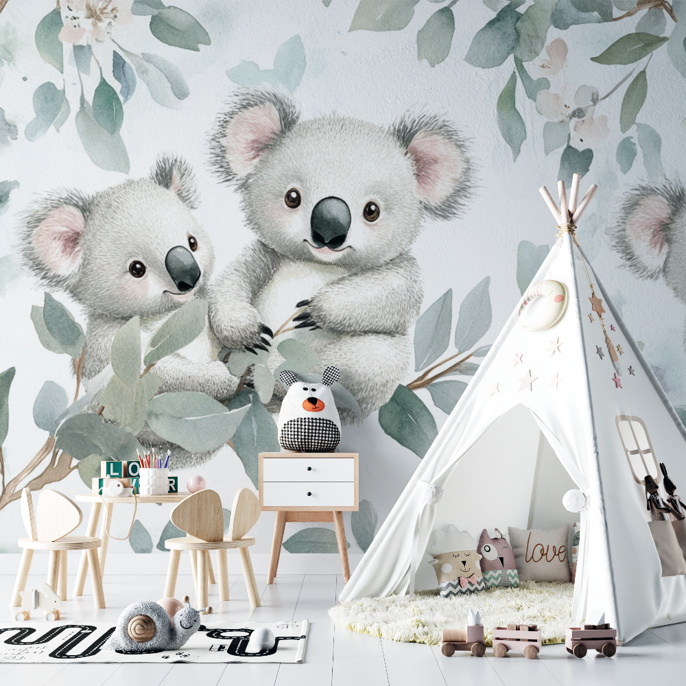 Papier peint koala et instants tendres chambre bebe