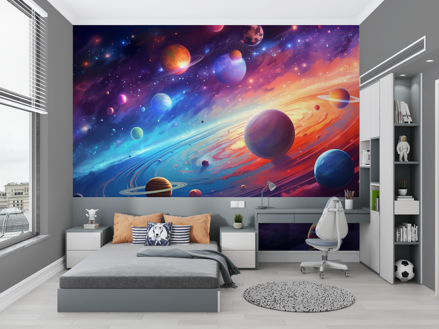 Papier peint espace planete chambre petit