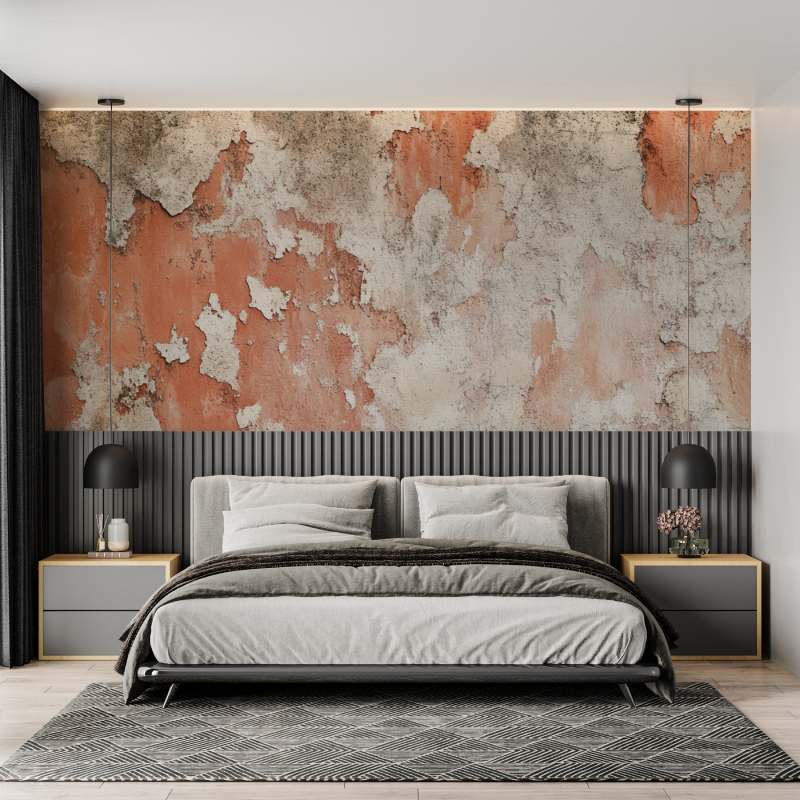 Papier peint terracotta effet beton cire mural adulte