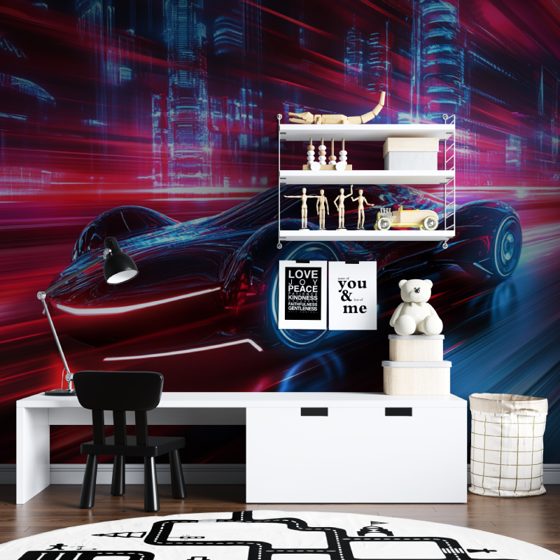 Papier peint gamer passion vitesse tapisserie chambre ados